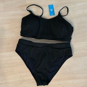 Black ribbed bikini, brand new with tags, never worn